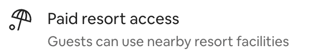 amenities icon showing paid resort access