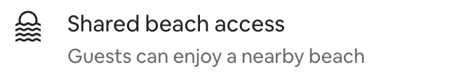 amenities icon showing shared beach access