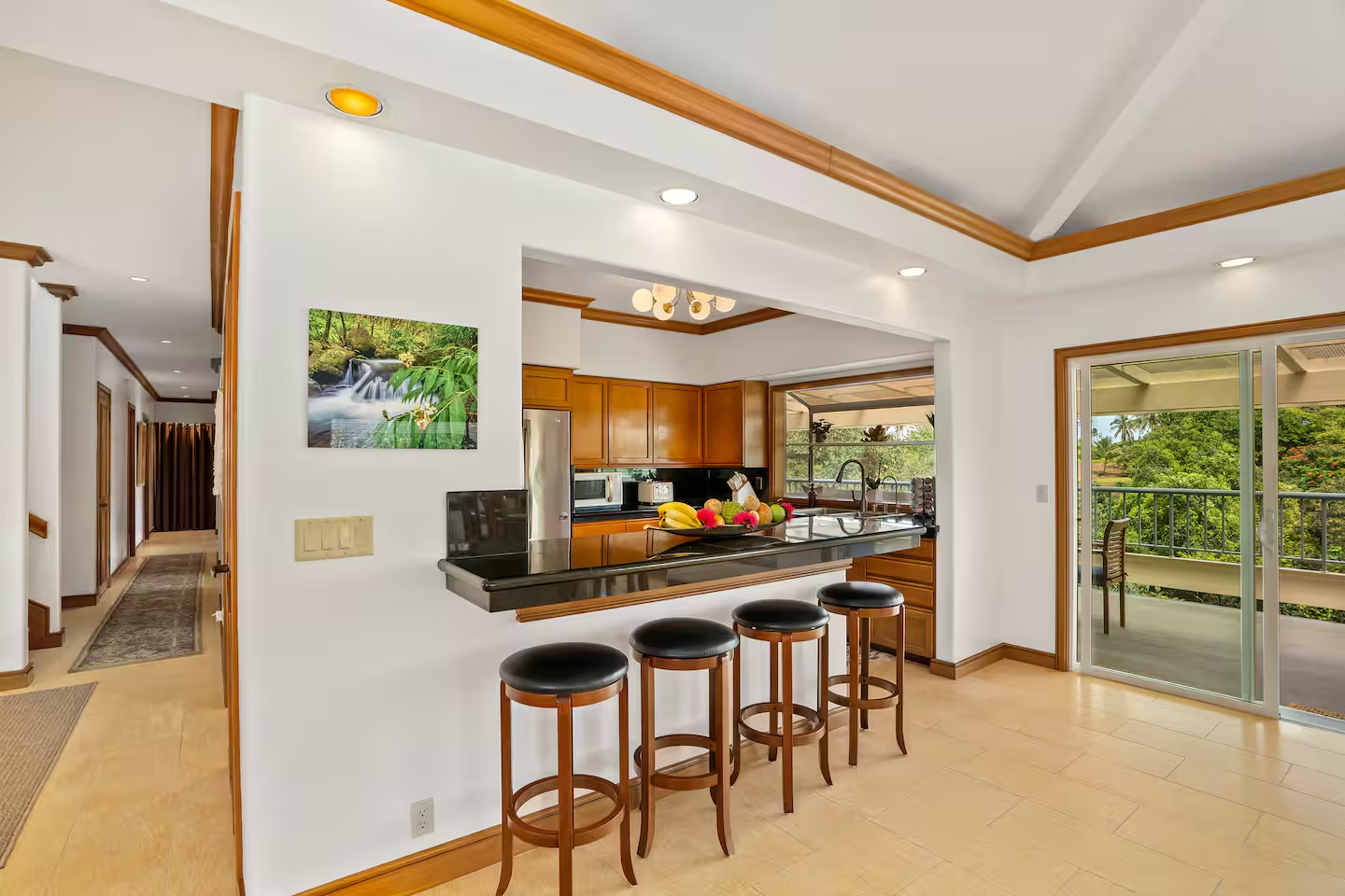 The Honey House kitchen, bar and hallway